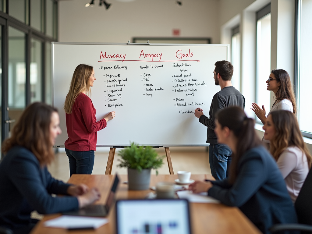 Nonprofit team setting advocacy goals