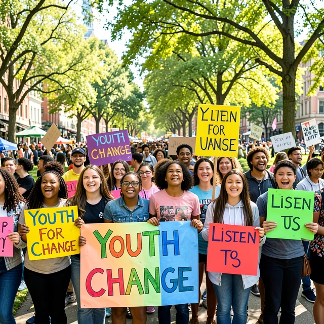 Young advocates raising their voices at a community rally