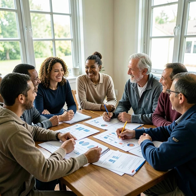 Volunteers and advocates in a community planning meeting