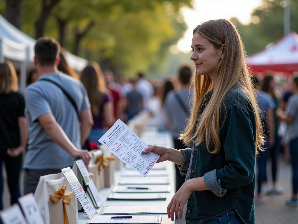 Student engaging with the community during a service learning event