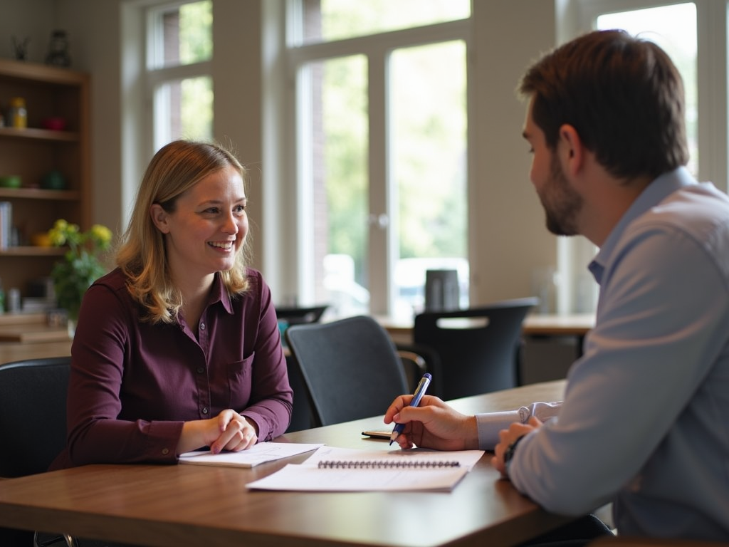 Volunteer receiving feedback from a community member