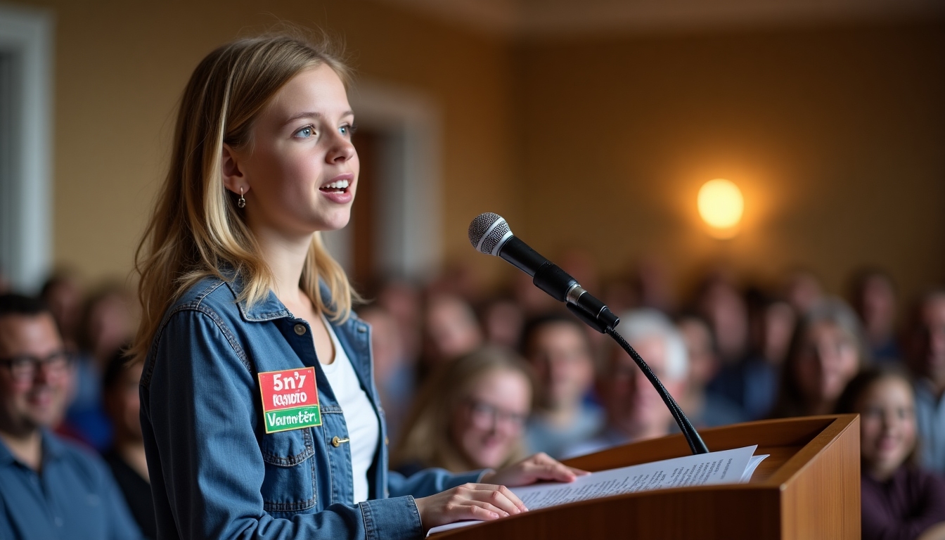 Volunteer developing public speaking skills