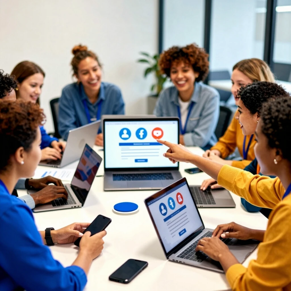 Team of nonprofit advocates planning digital strategy