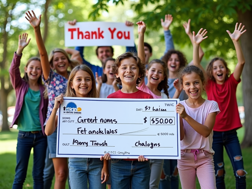 Community celebrating fundraising success