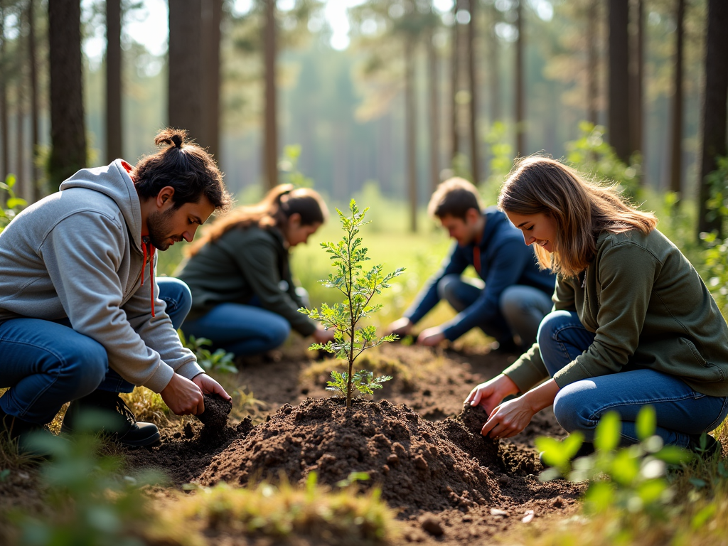 Volunteers planting trees
