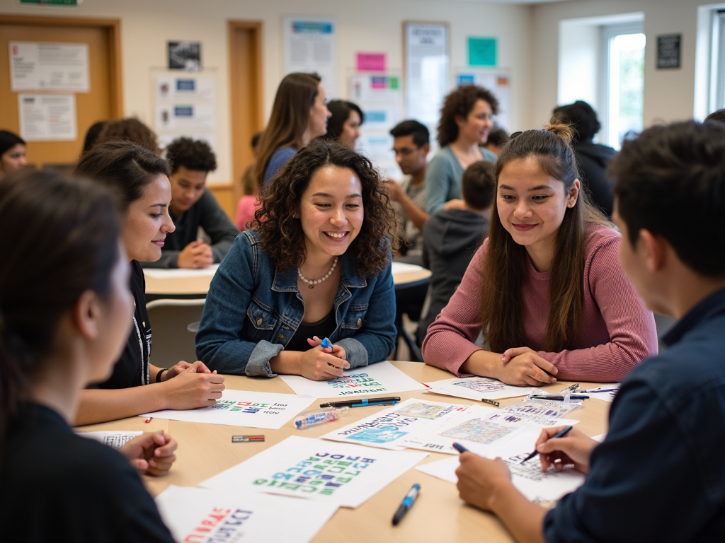 Volunteers collaborating on a social change initiative