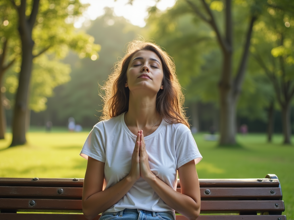 Volunteer practicing mindfulness in a park