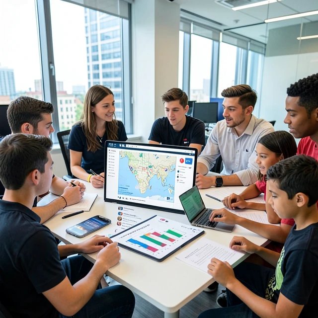 Volunteers coordinating a campaign using digital tools