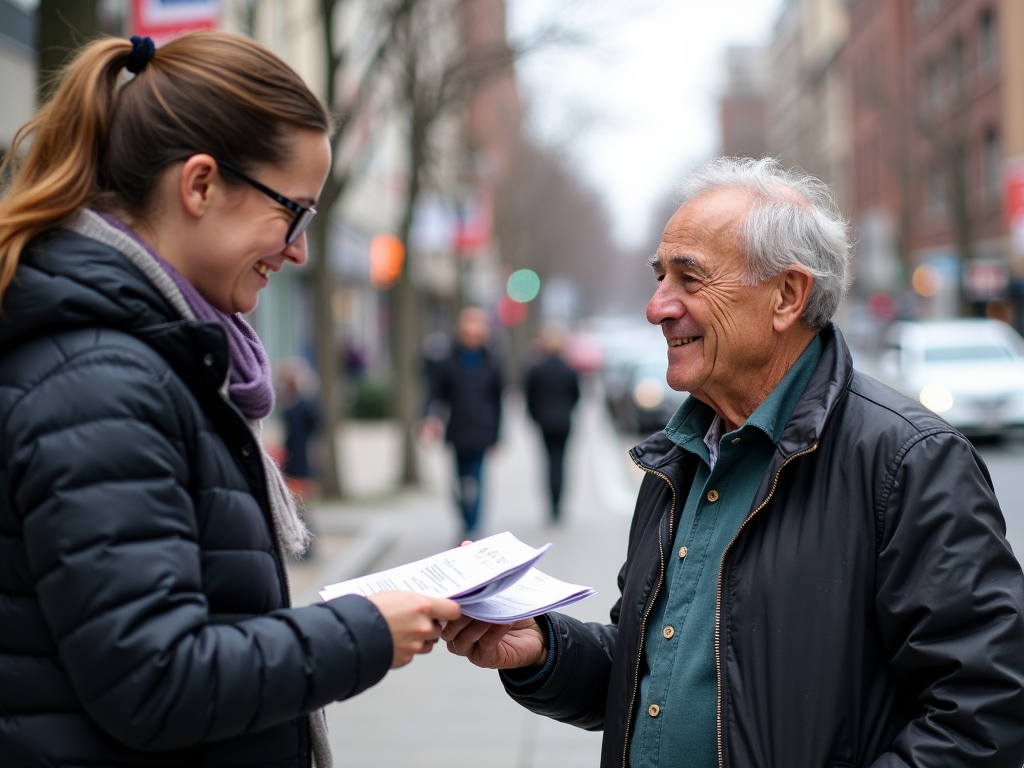 Volunteer adapting communication for an older voter