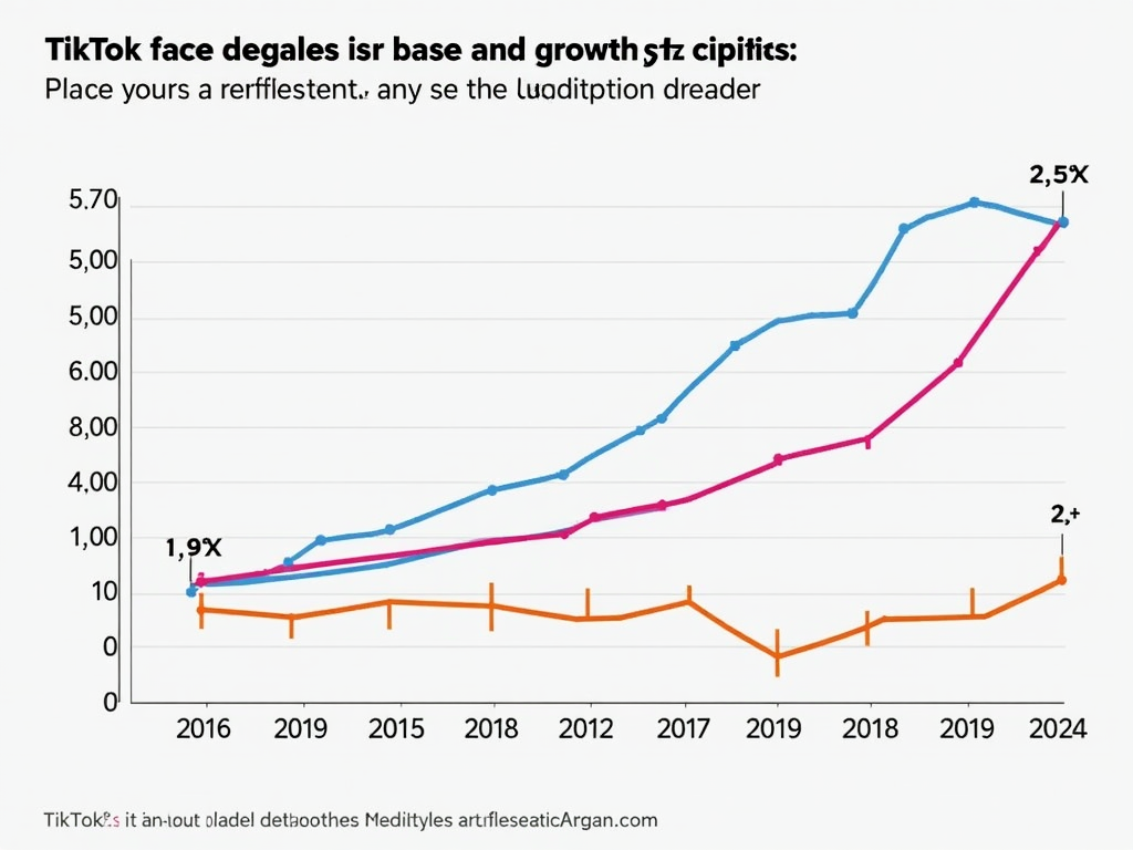 A graph showing the increase in TikTok users aged 18-24 over the past year.