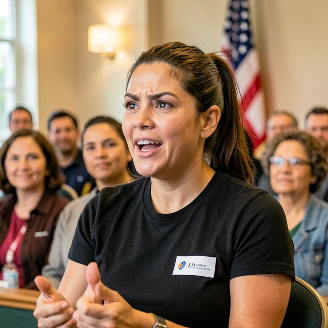 Volunteer advocating at a community meeting