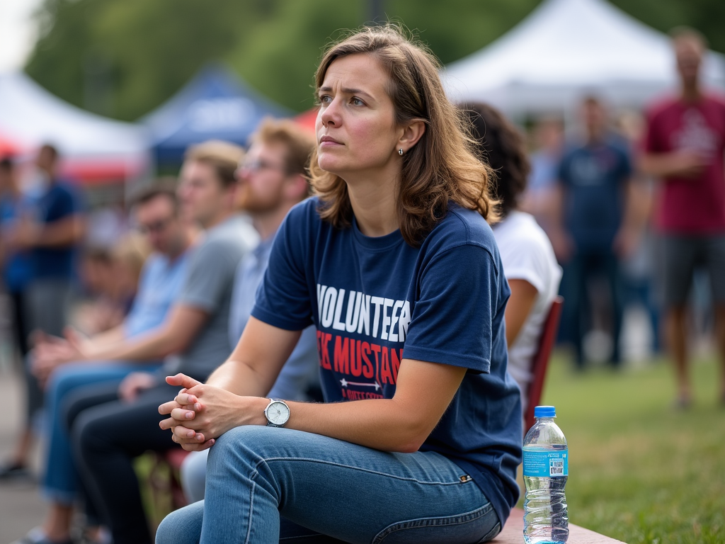 Volunteer reflecting during a campaign event