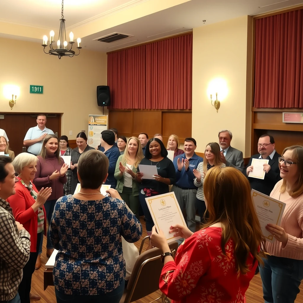 Volunteers receiving recognition at an appreciation event