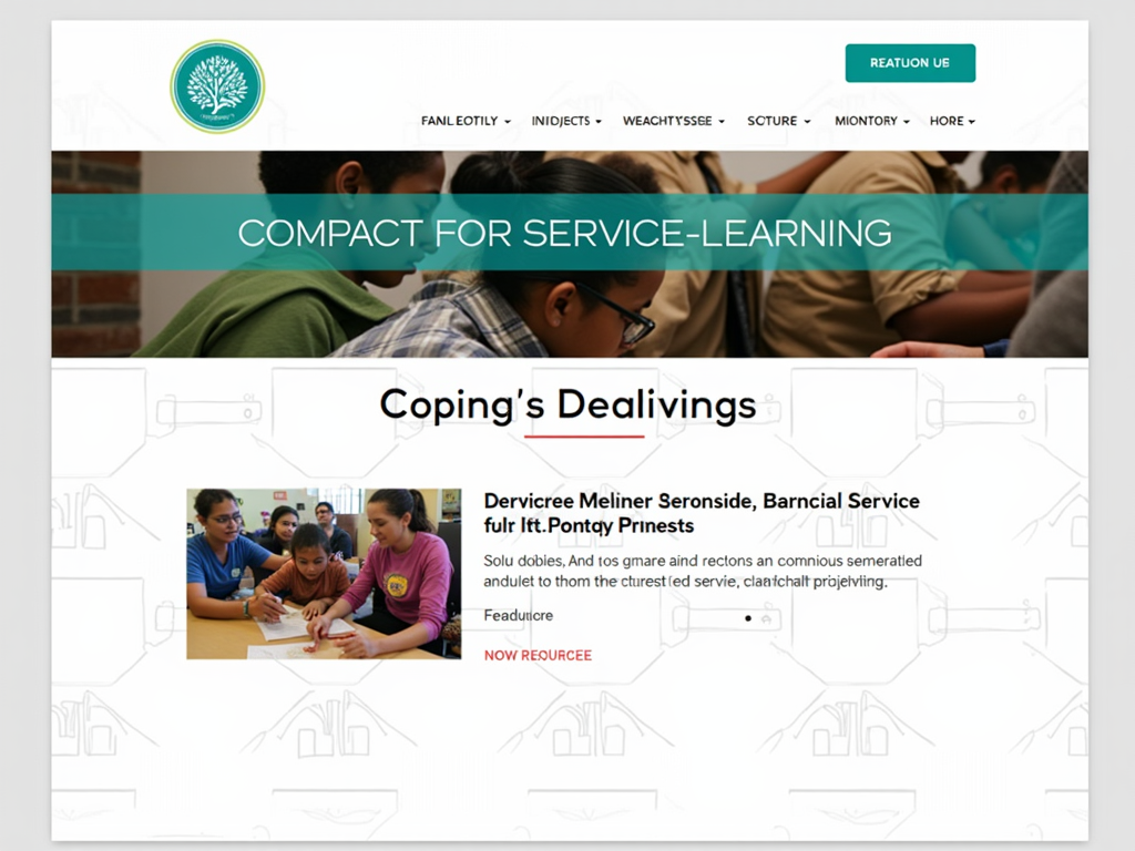 Homepage of the Compact for Service-Learning website showcasing resources.