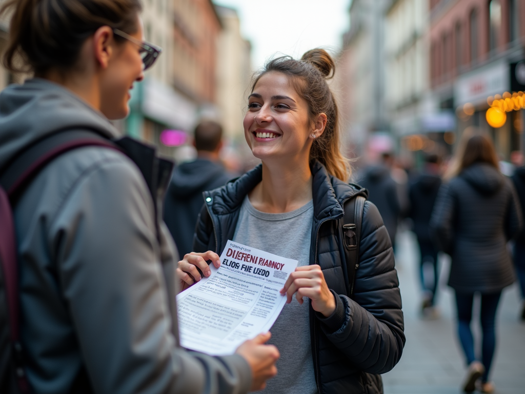 Volunteer distributing advocacy flyers