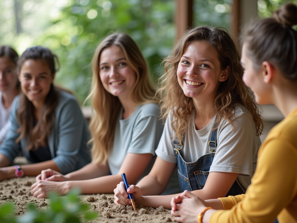 Volunteers collaborating on a project