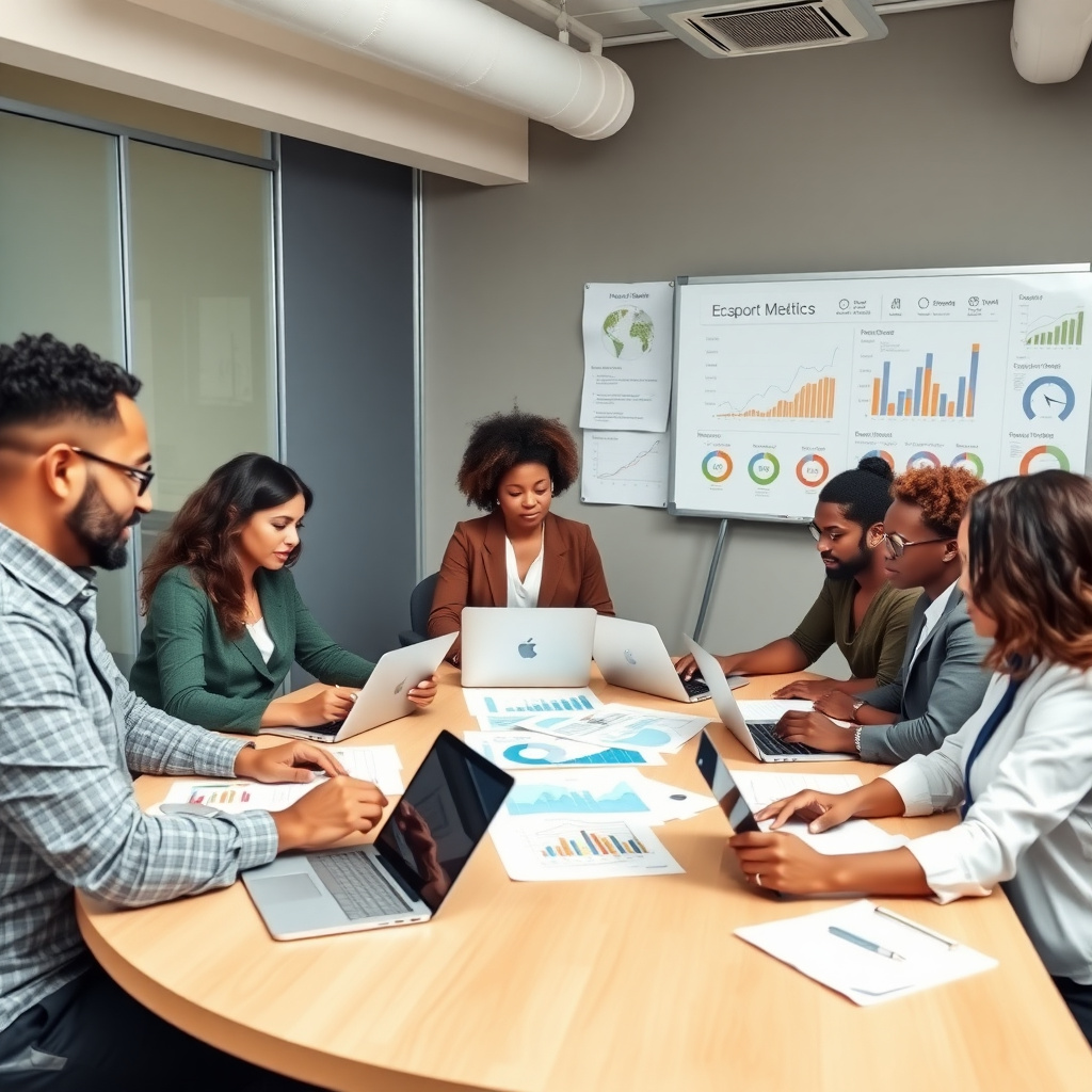 Nonprofit team analyzing advocacy metrics in a meeting