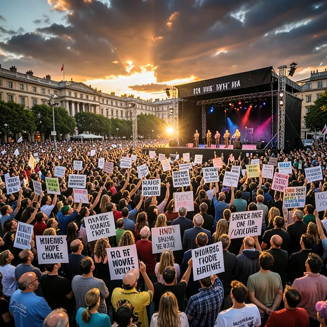 Massive social movement rally gathering for change