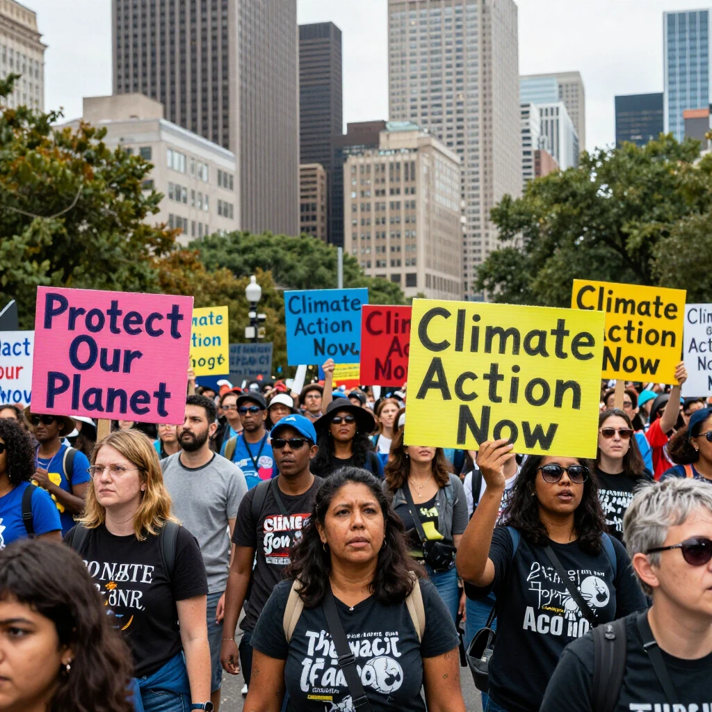 Activists participating in environmental advocacy at a public rally