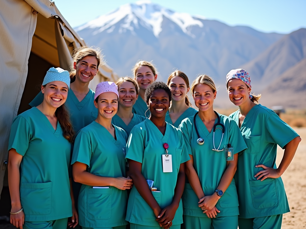 International nurses collaborating at a volunteer site