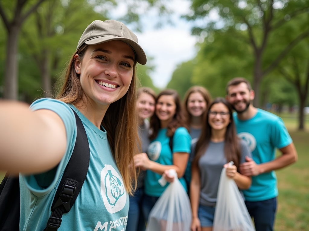 Volunteers sharing cleanup on social media