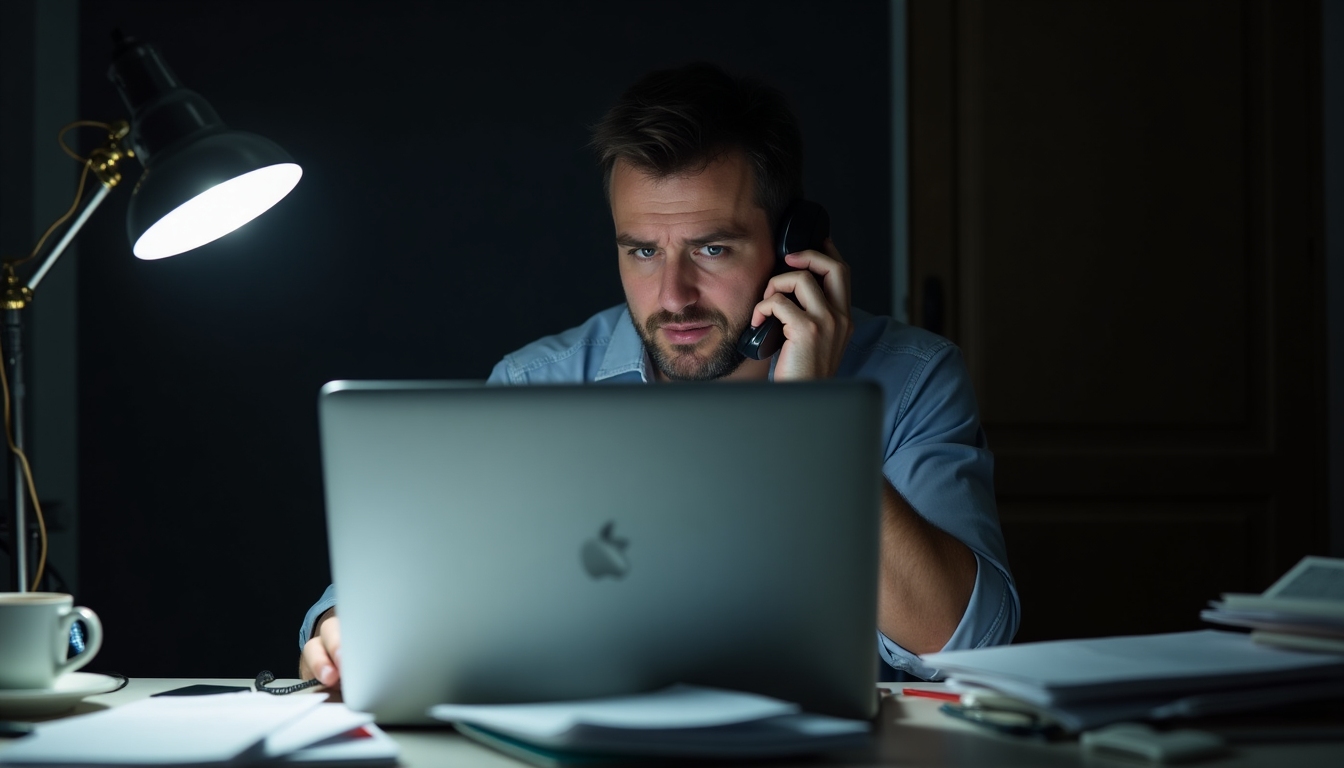 A volunteer troubleshooting a tech issue during online work.