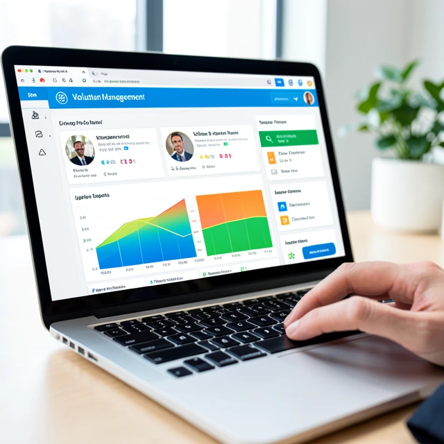 Volunteer management software dashboard displaying engagement metrics