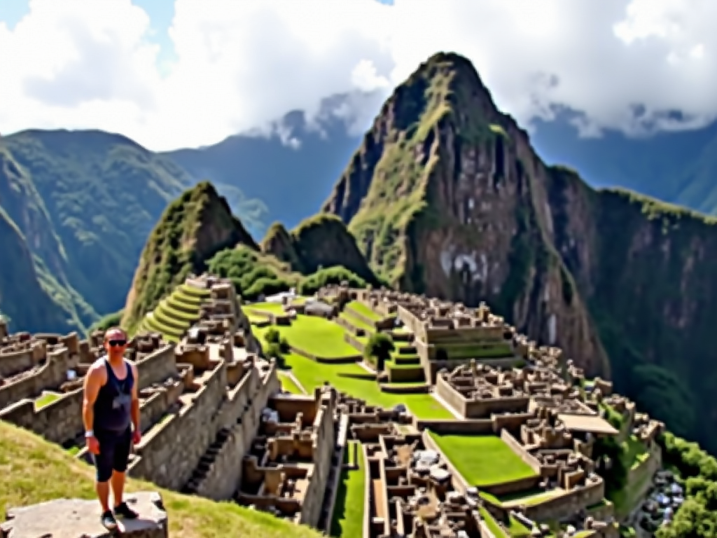 Volunteer restoring ancient ruins in Peru