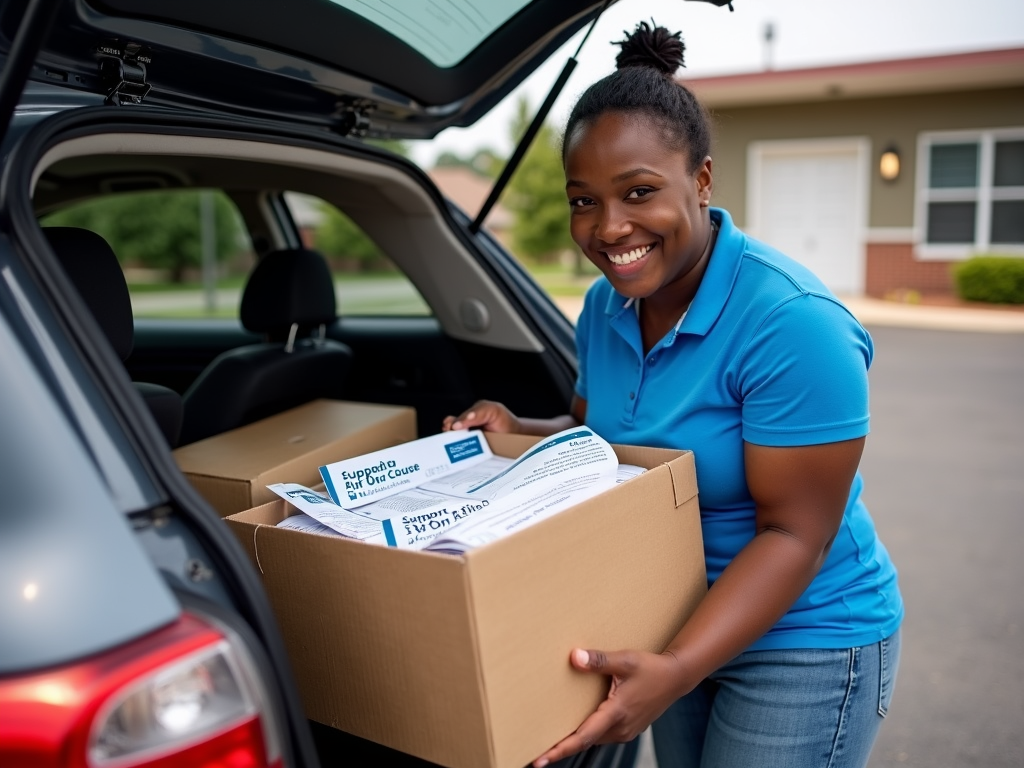 Volunteer handling in-kind donations