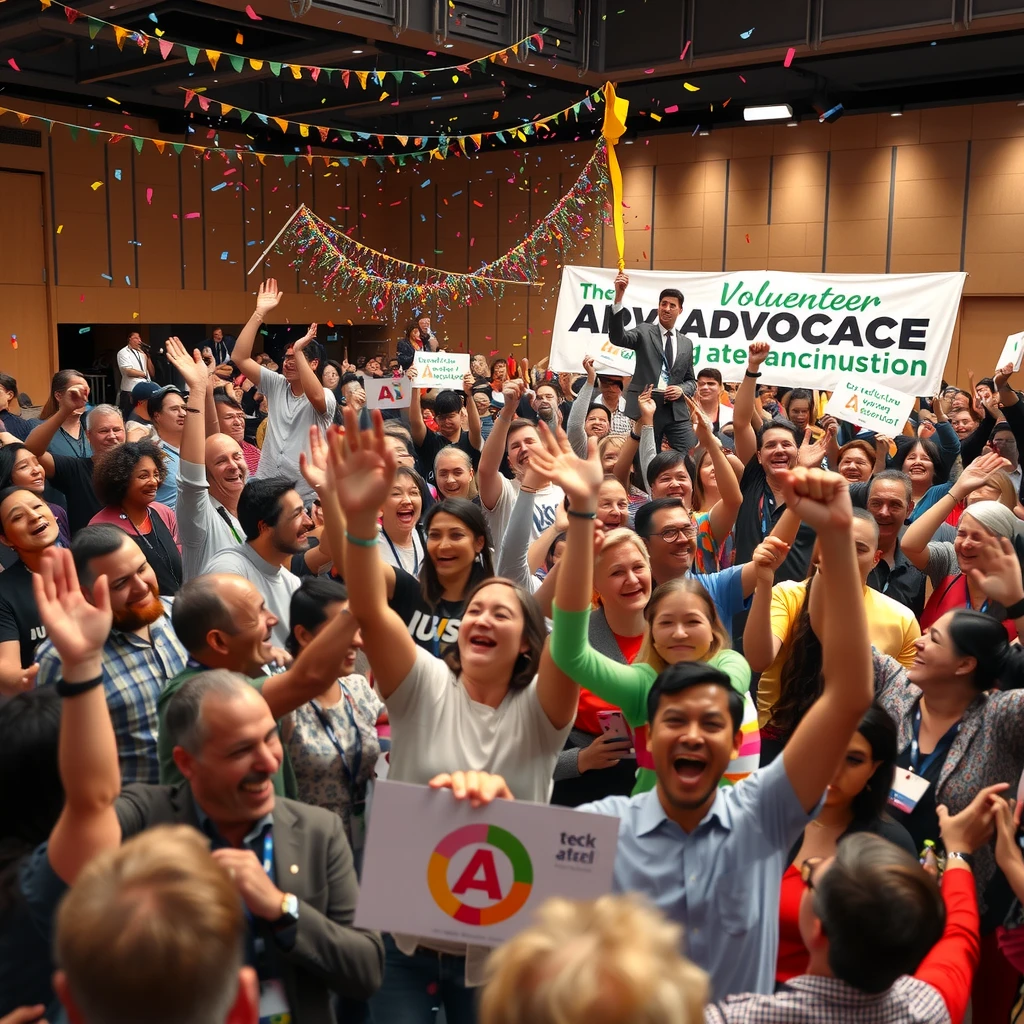 Volunteers celebrating advocacy success