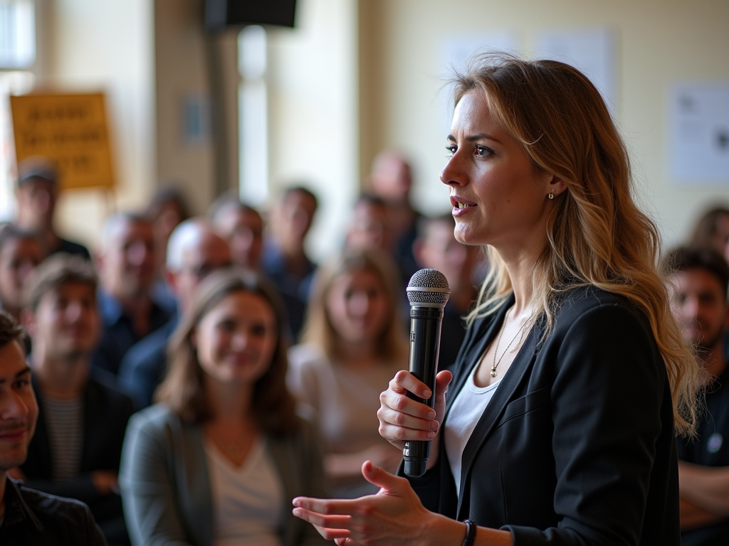 Volunteer advocating at a public event