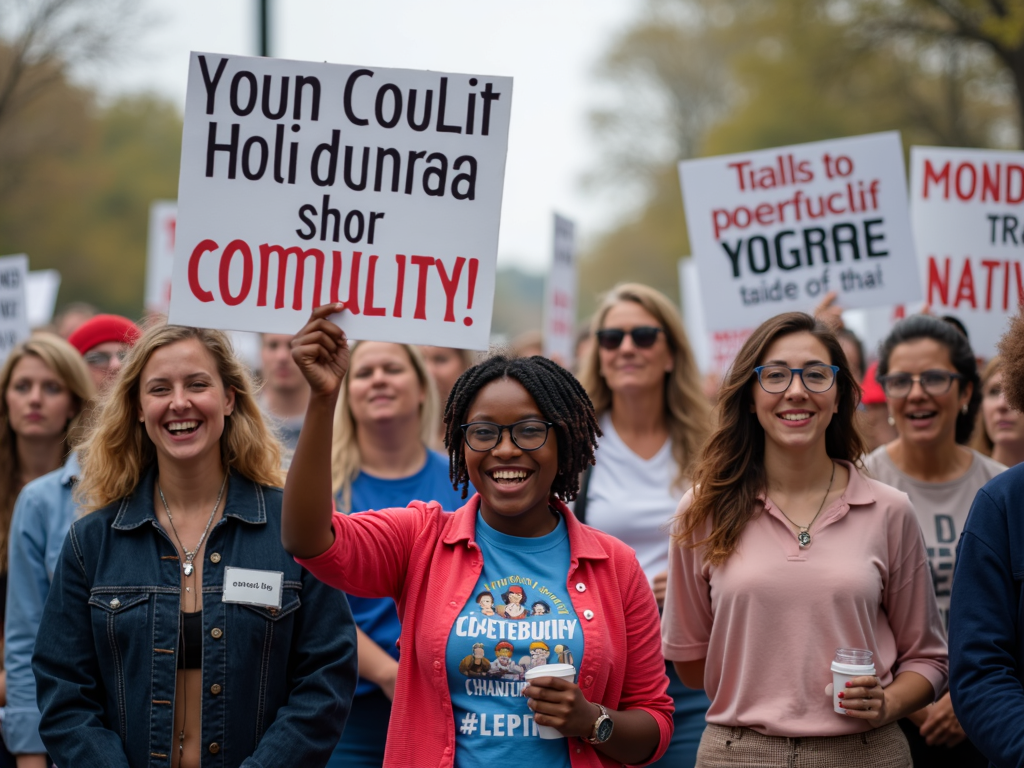 Volunteers advocating at a community rally