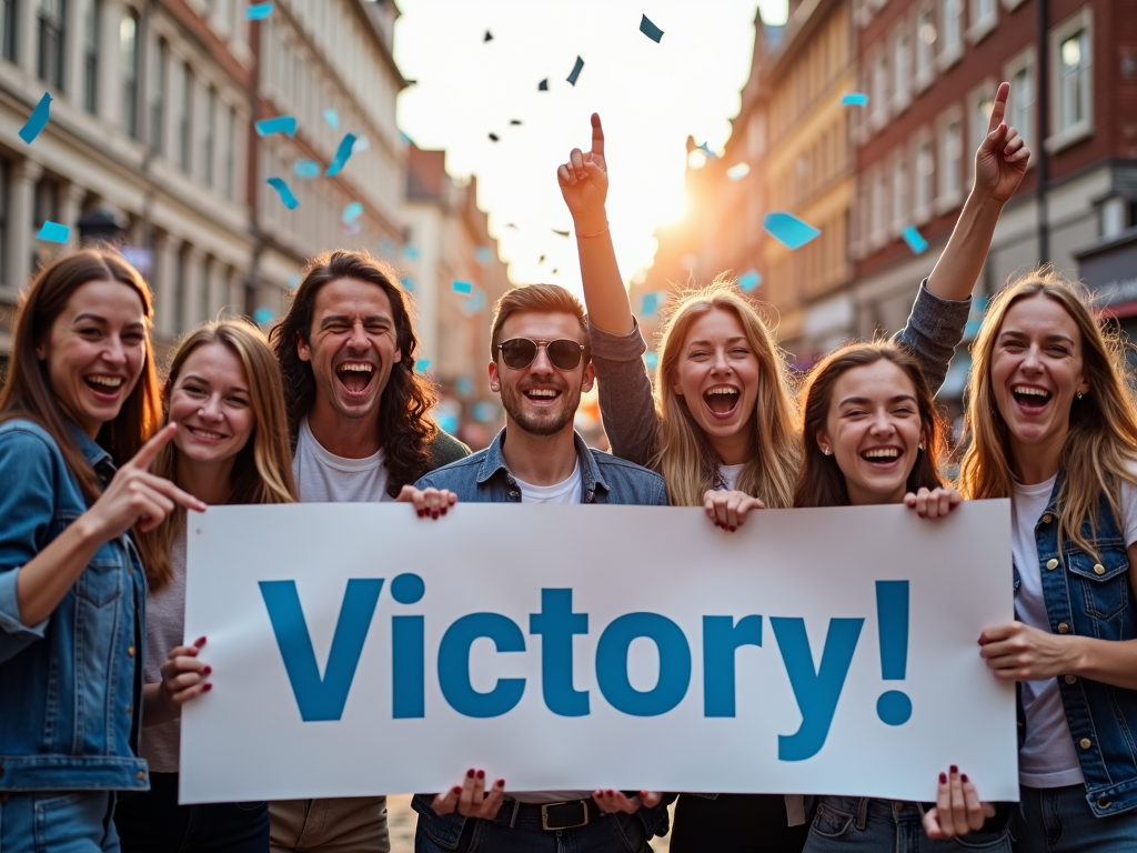 Volunteers celebrating an advocacy win.