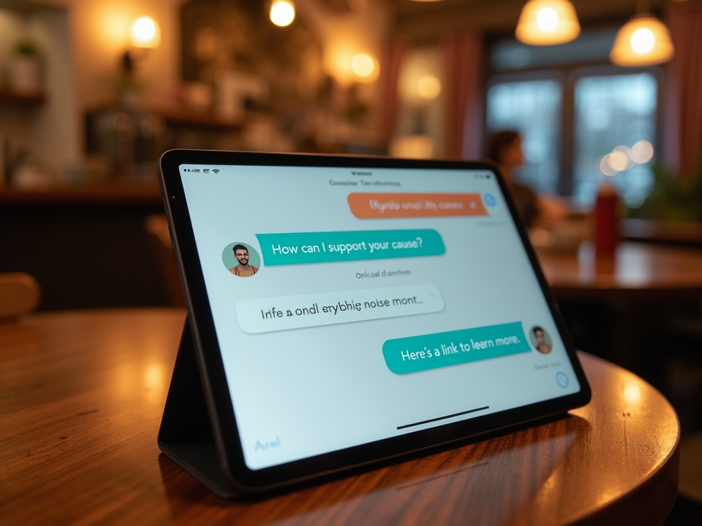 A chatbot conversation on a tablet screen