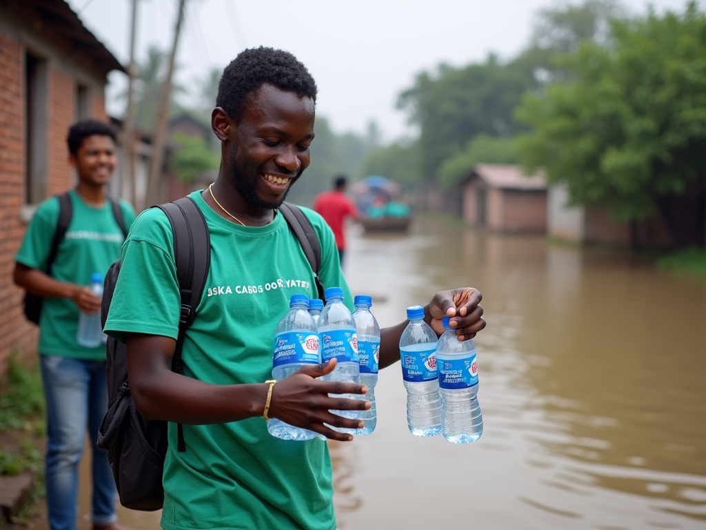 Volunteer participating in a disaster relief effort.