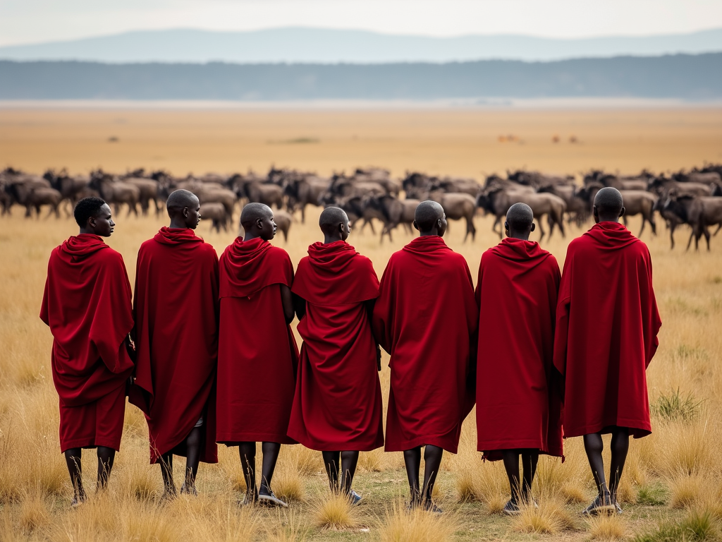 Maasai warriors guarding wildlife in the Maasai Mara