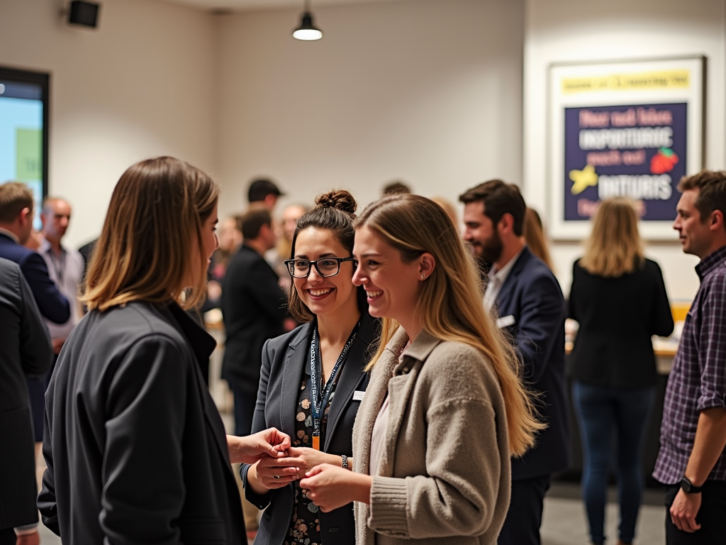 Volunteers mingling at a fundraising event