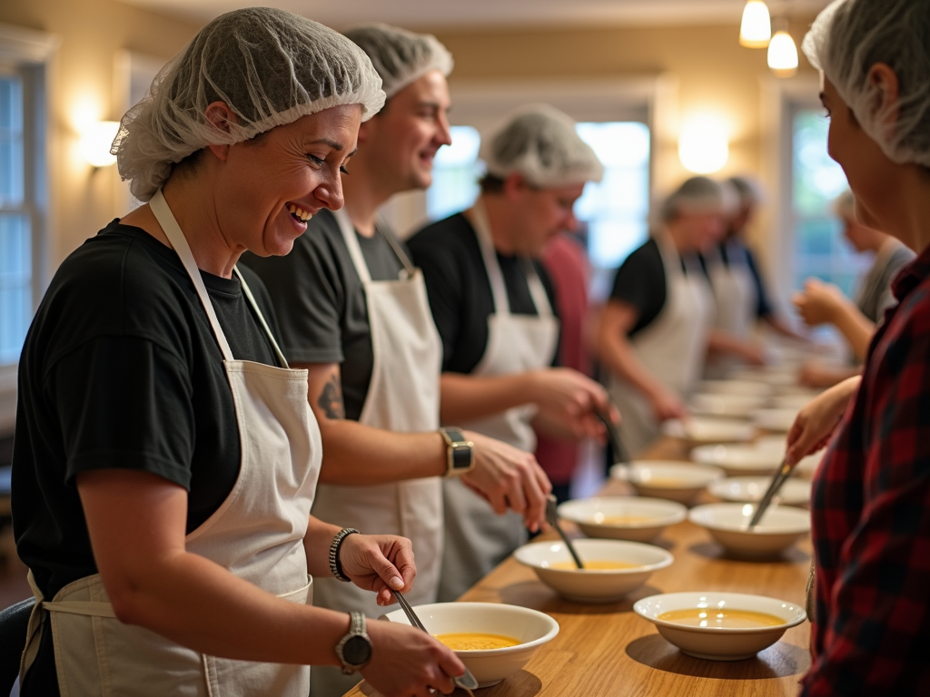 Volunteers at a soup kitchen