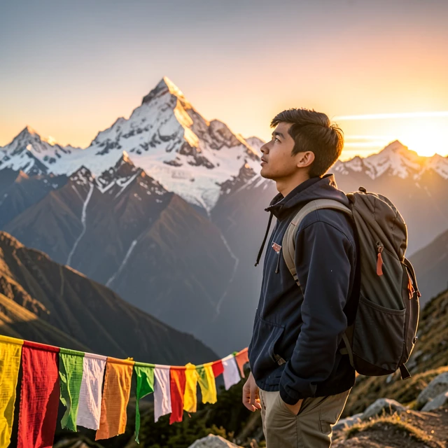 College student reflecting on volunteering abroad experience in Nepal