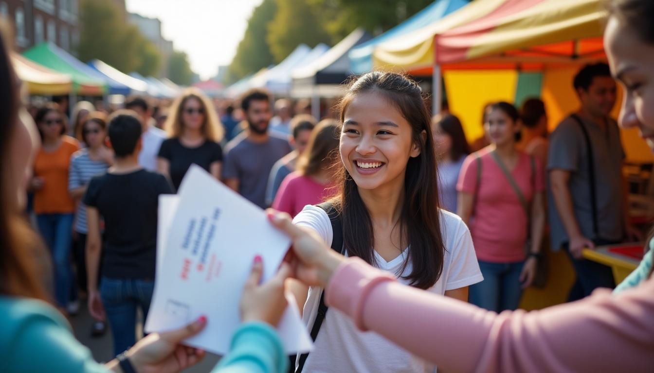 Student volunteering at a community event.