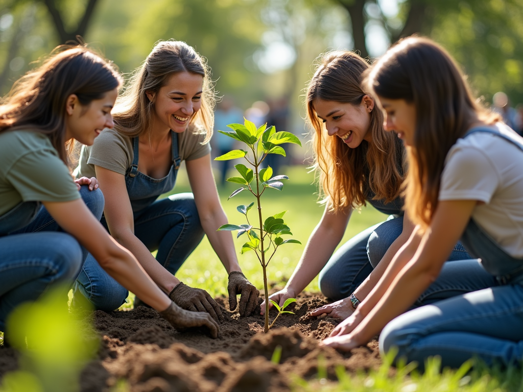 Volunteers in a grassroots tree-planting project