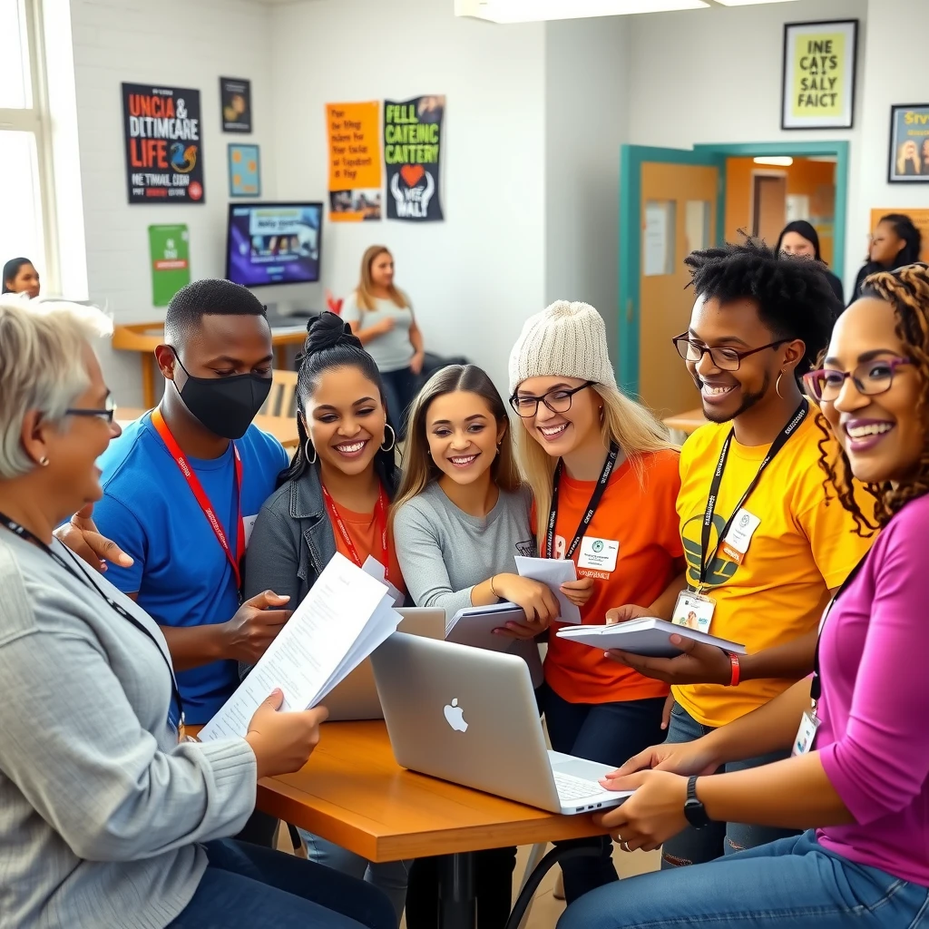 Group of advocacy volunteers collaborating in a meeting