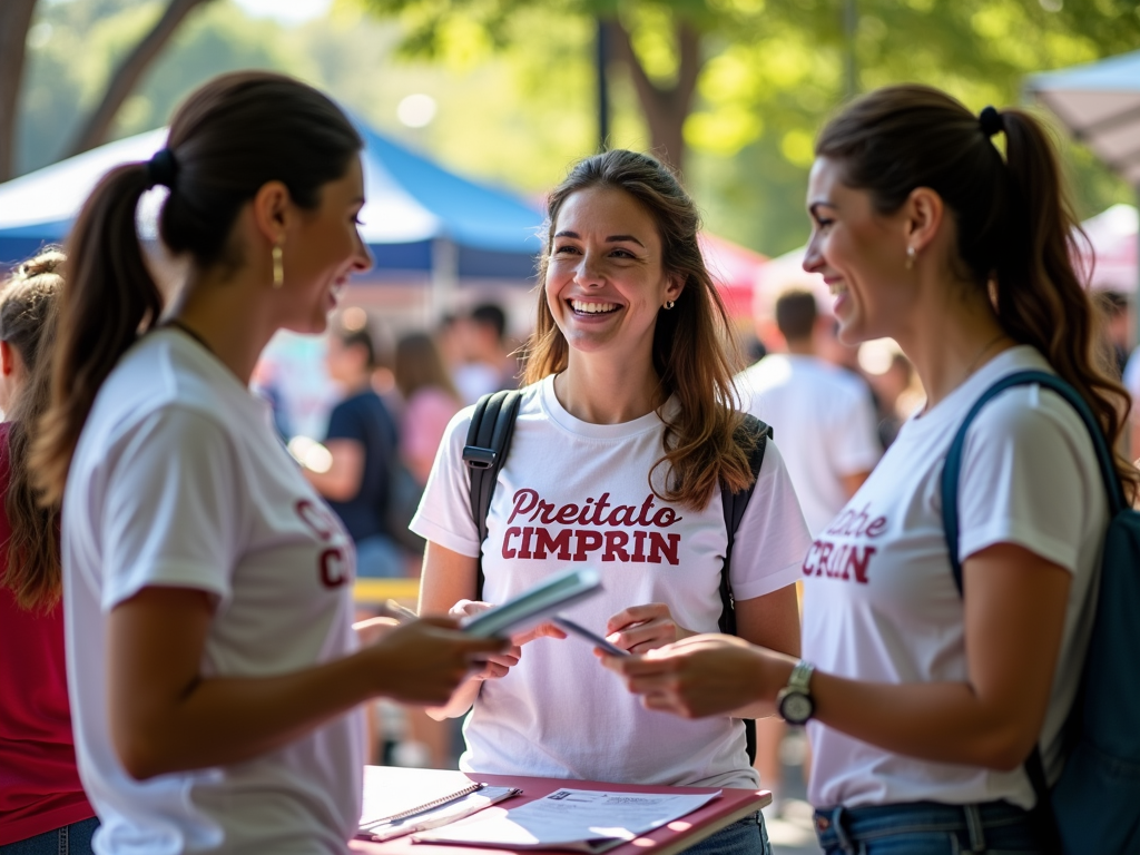 Volunteers recruiting at a community event