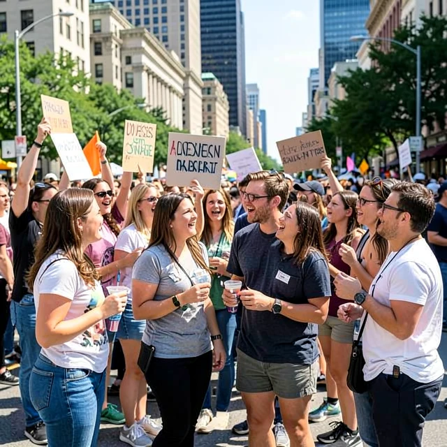 Diverse group of volunteers participating in an advocacy event