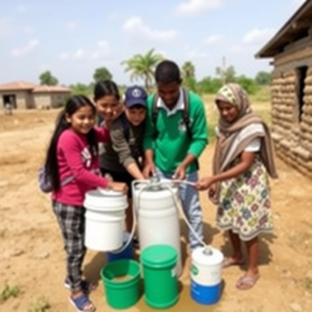 Collaborative installation of a water purification system in a rural setting.