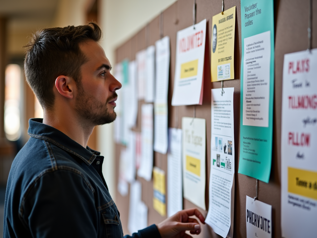 College student exploring volunteer opportunities on campus