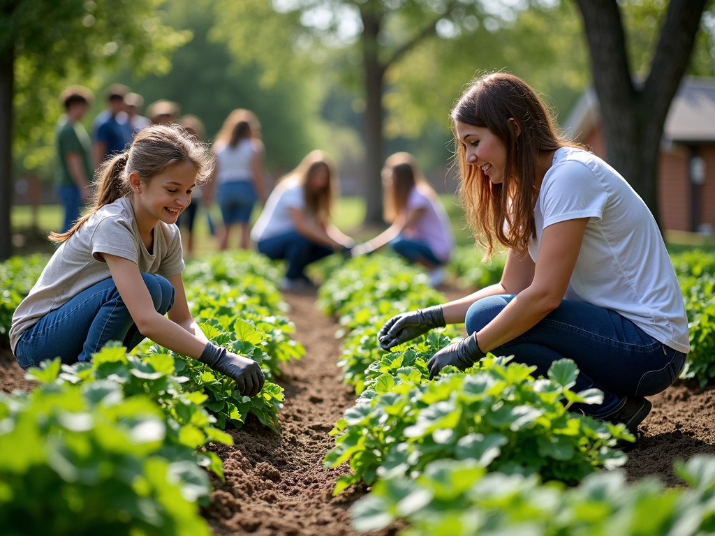 Community garden thriving with volunteer efforts