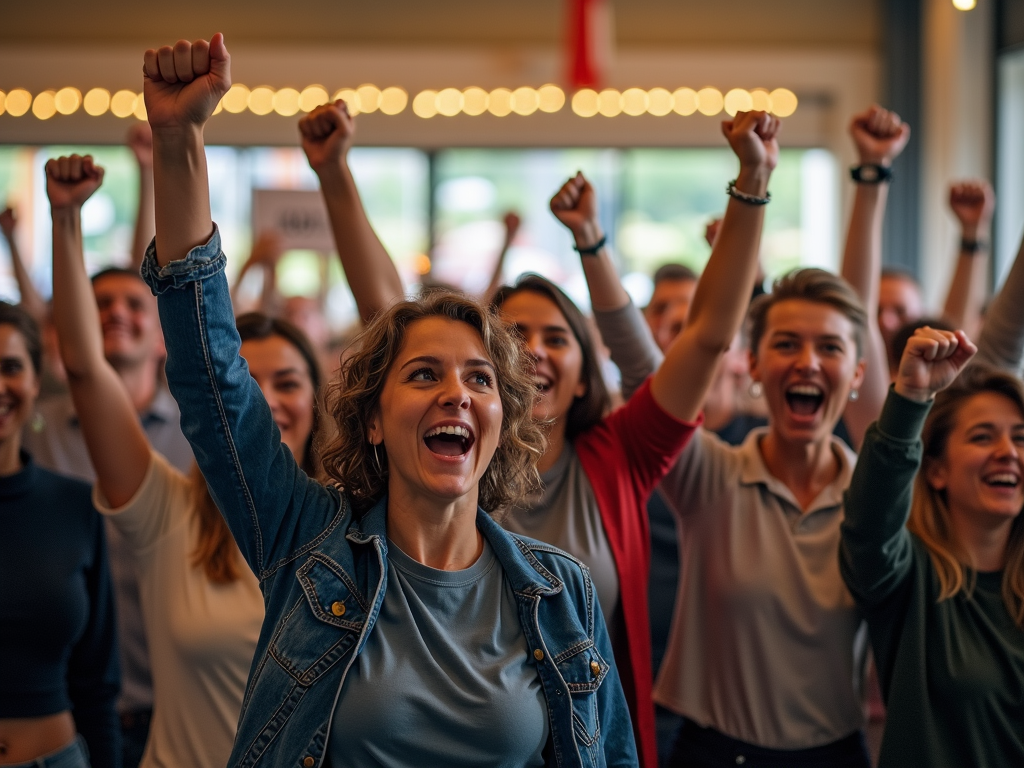 Volunteers celebrating advocacy success