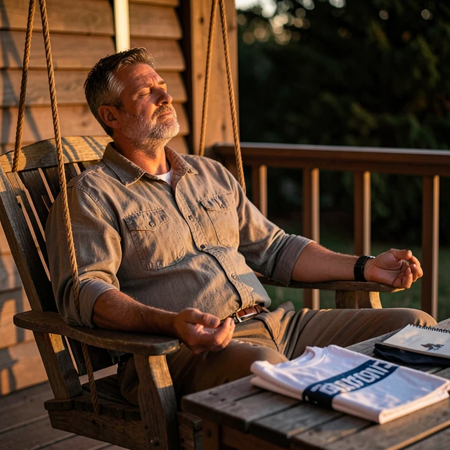 Man recovering from volunteer burnout through rest and reflection
