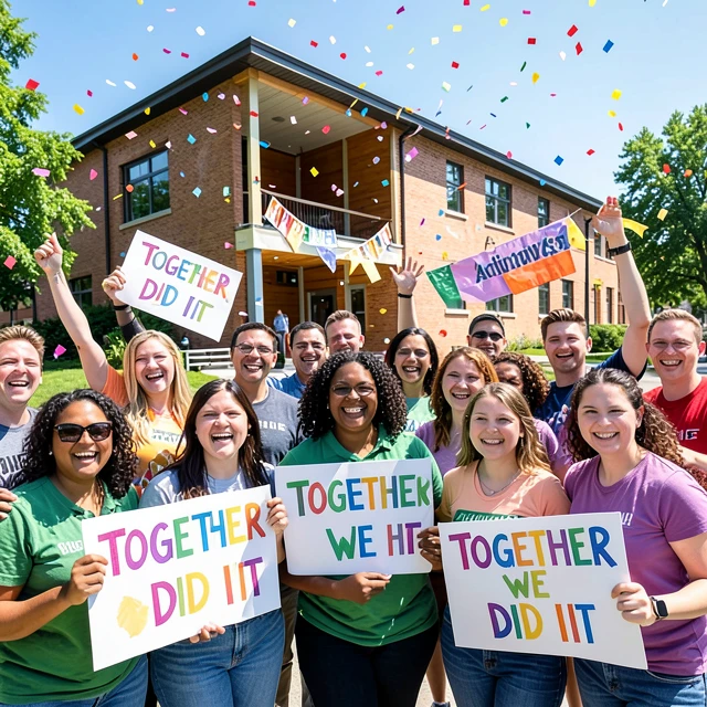 Advocacy volunteers celebrating a successful community project